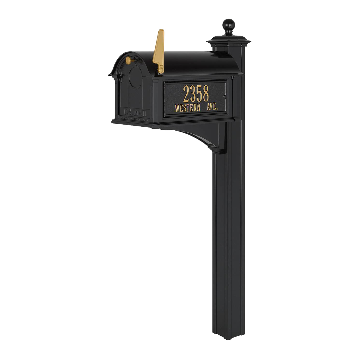 Whitehall Custom Balmoral Mailbox - Black/Gold