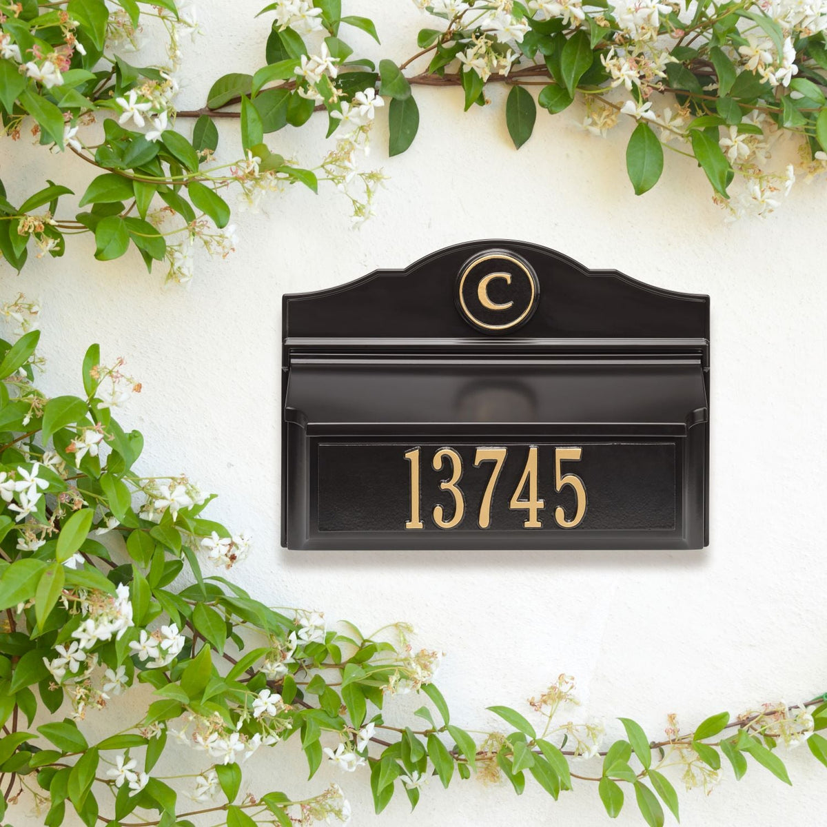 Whitehall Custom Wall Mount Mailbox - Black/Gold
