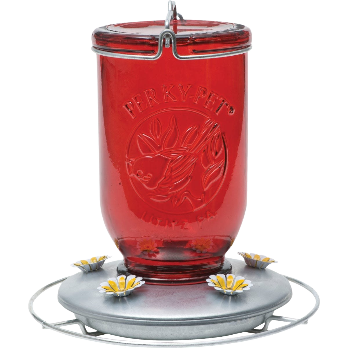 Red Mason Jar Hummingbird Feeder