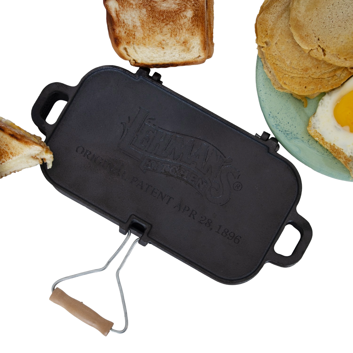 Lehman's Kitchen Compact Cast Iron Flip Griddle & Sandwich Press