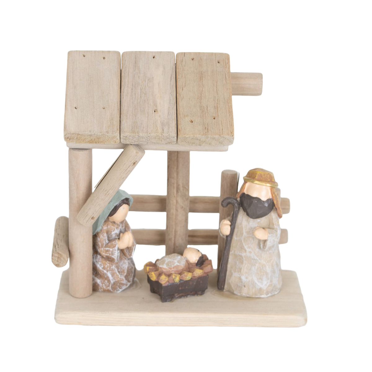 Nativity Scene with Wood and Resin - 7"