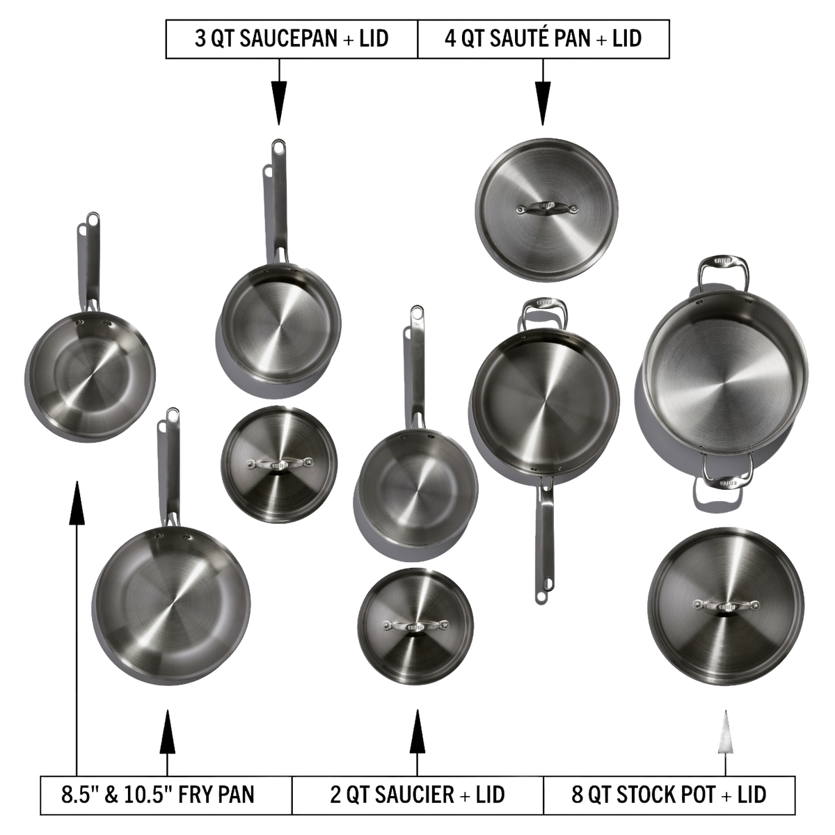 Heritage Steel Eater 10-pc Cookware Set - Fully Clad