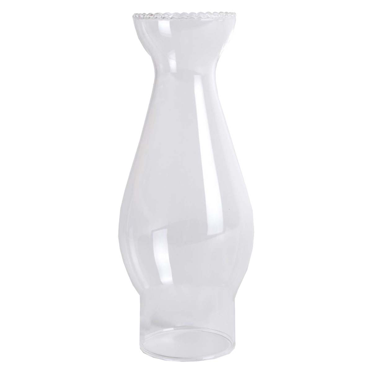 Clear Oil Lamp Crimp-Top Chimney - 2" base