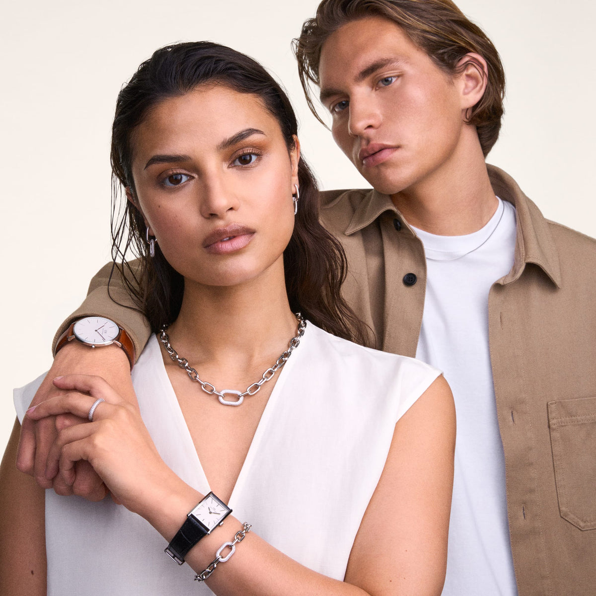 Crystal Link Necklace Silver