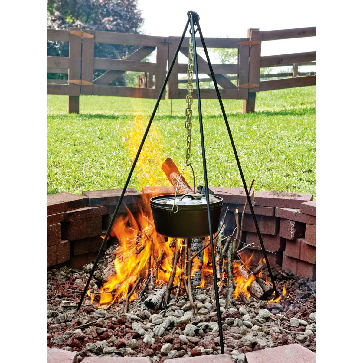 Tall Boy Tripod with Chain for Cast Iron Cookware over an open fire