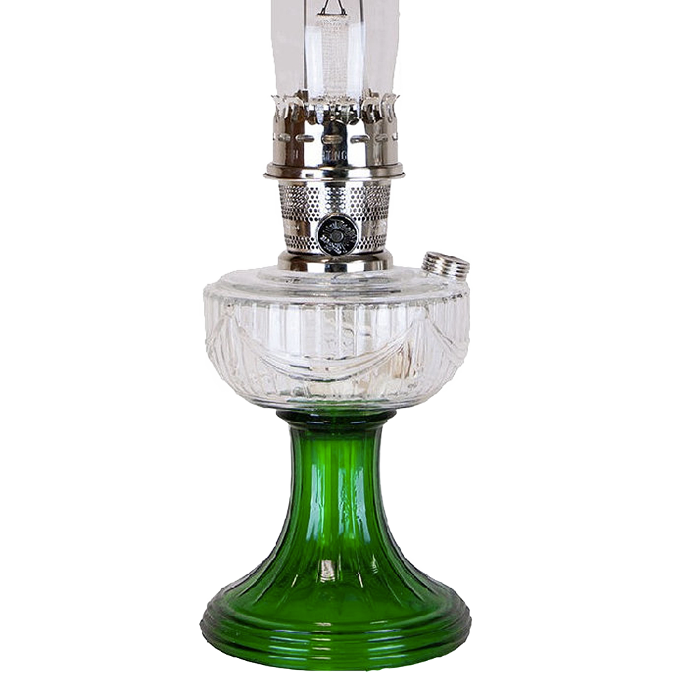 Aladdin Clear-Over Emerald Lincoln Drape Oil Lamp