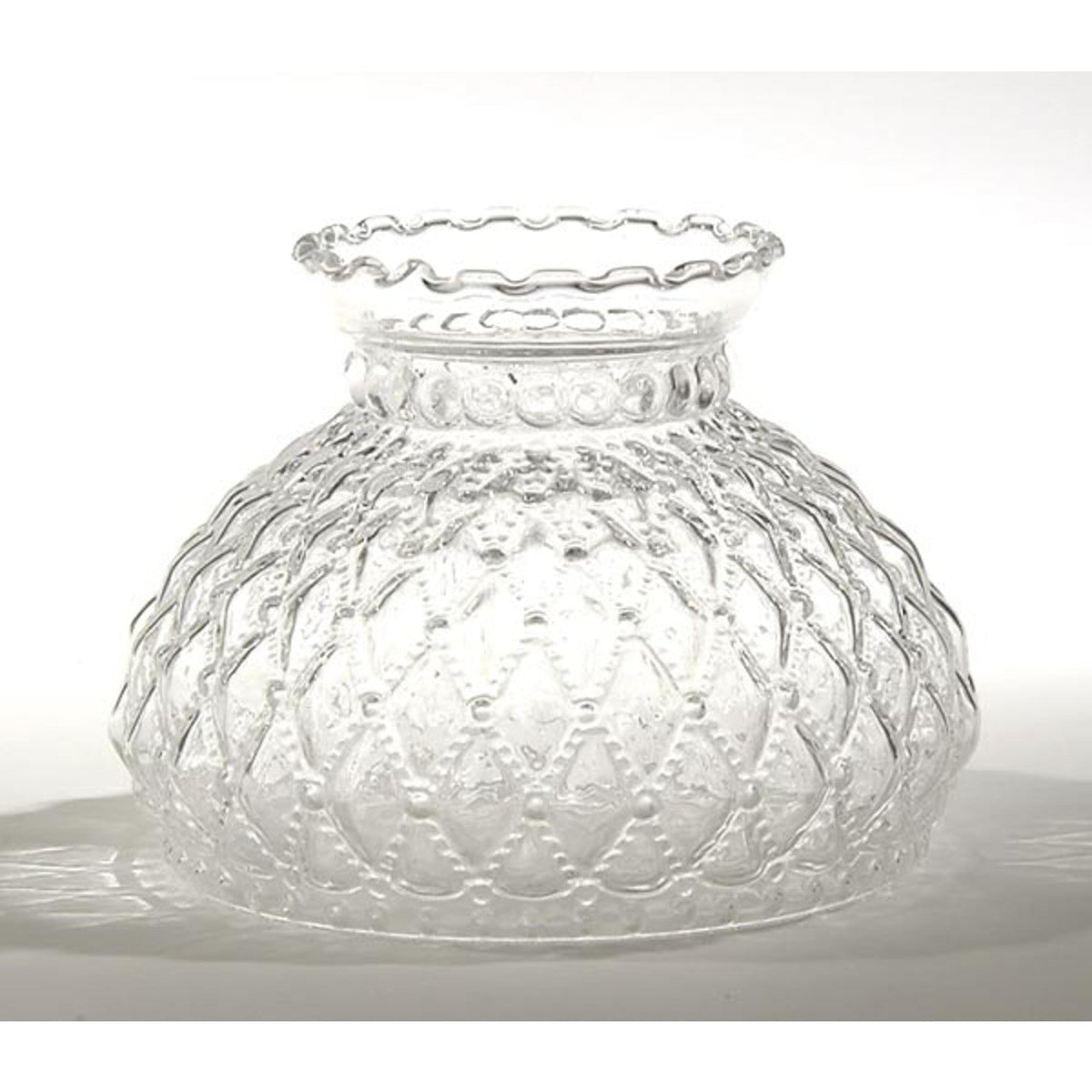 Clear Diamond Quilt Oil Lamp Shade - 7"