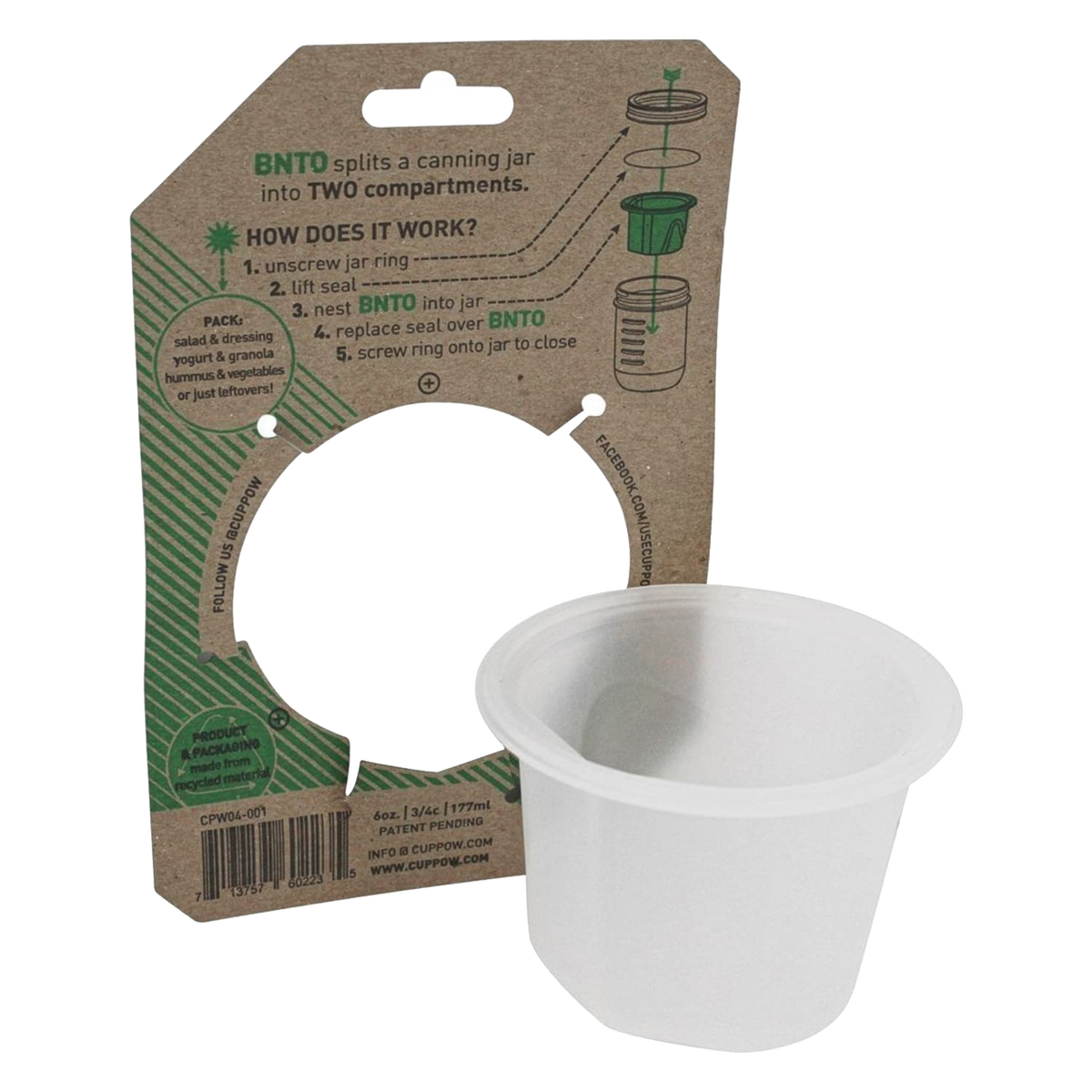 Cuppow Mason Jar Divider Cup (BNTO) - Wide Mouth