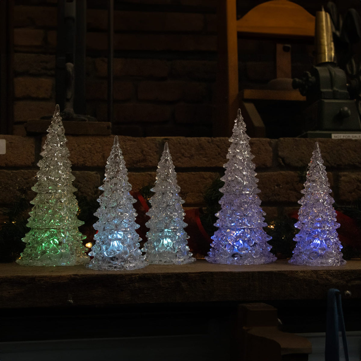 Color Changing LED Acrylic Christmas Trees - Set of 5