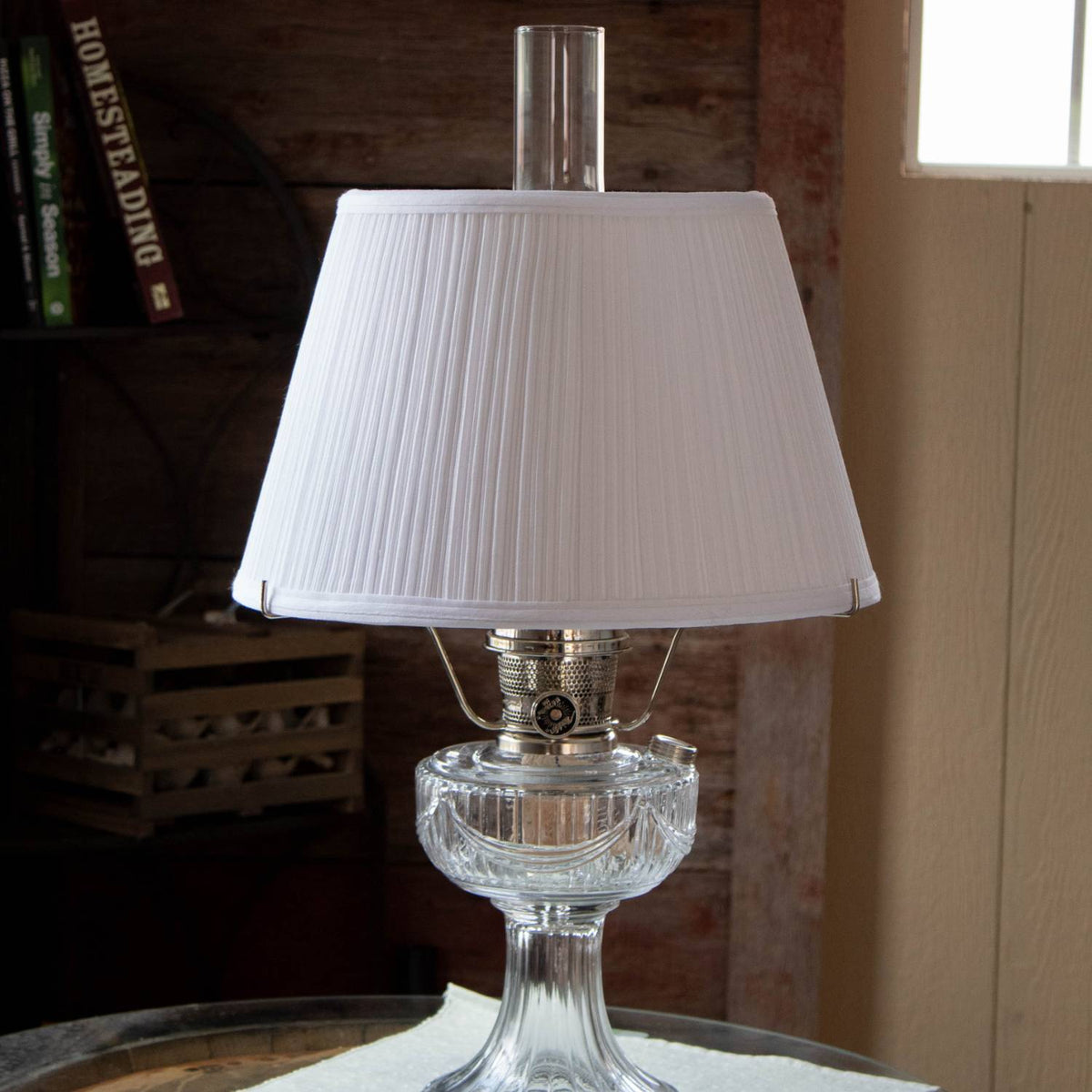 Aladdin White Cloth Pleated Oil Lamp Shade