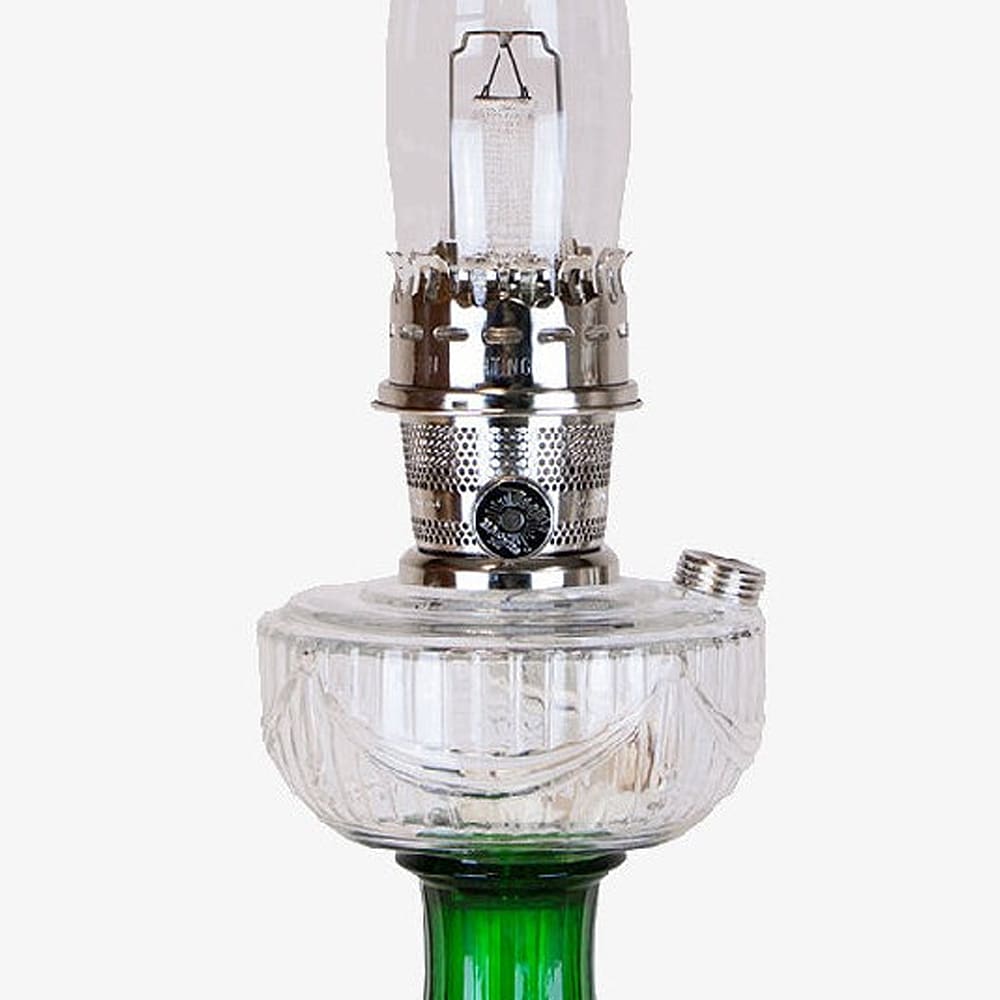 Aladdin Clear-Over Emerald Lincoln Drape Oil Lamp