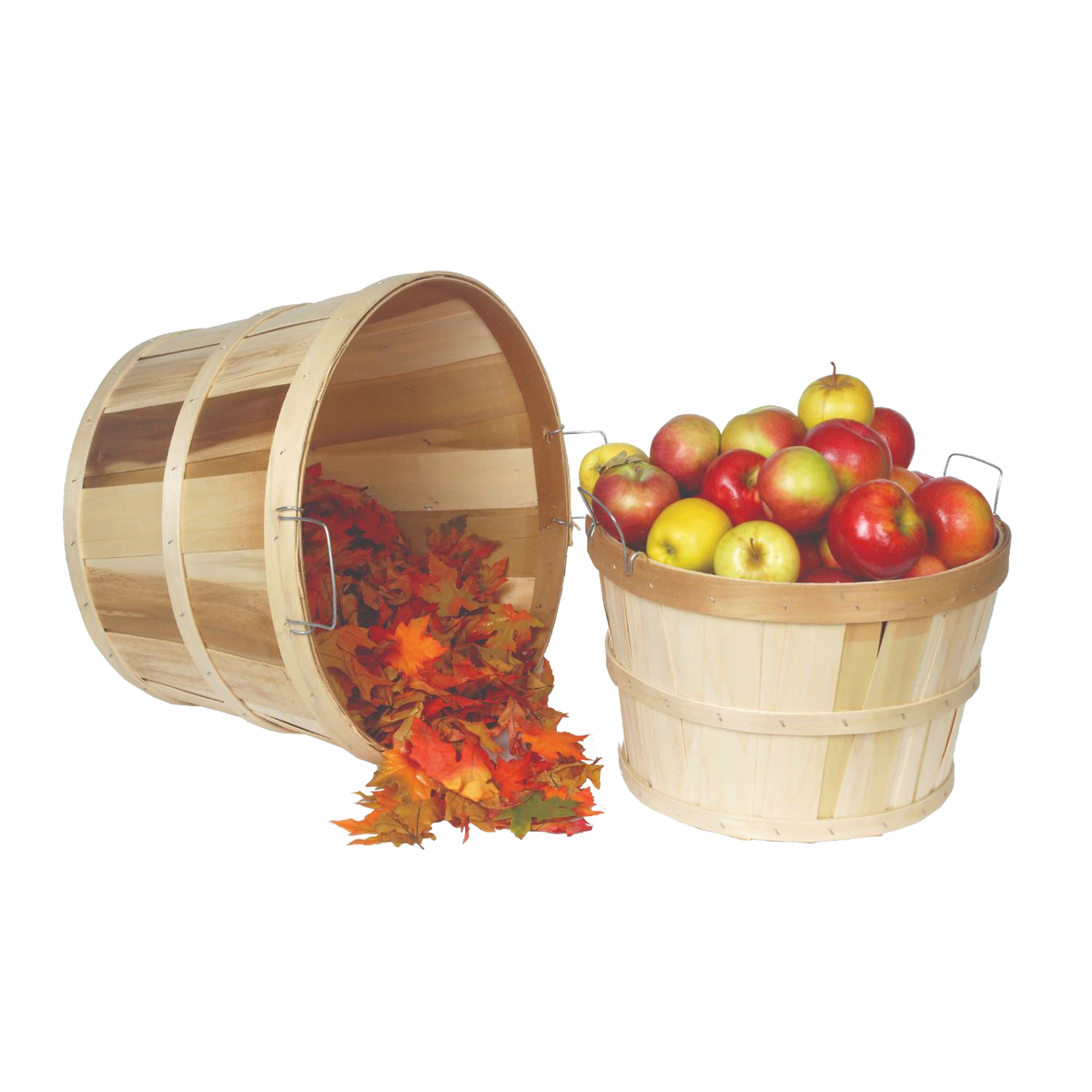 Old-Time Poplar Half and Full Bushel Basket Set