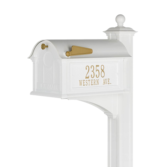 Whitehall Custom Balmoral Mailbox - White/Gold