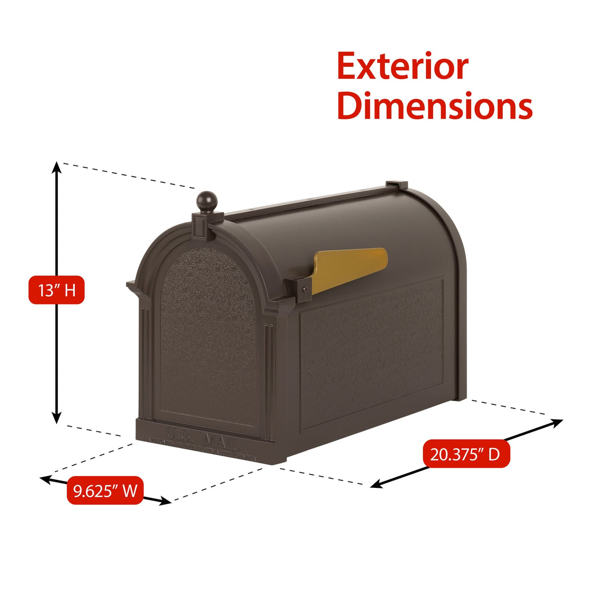 Whitehall Custom Capitol Mailbox - Bronze/Gold