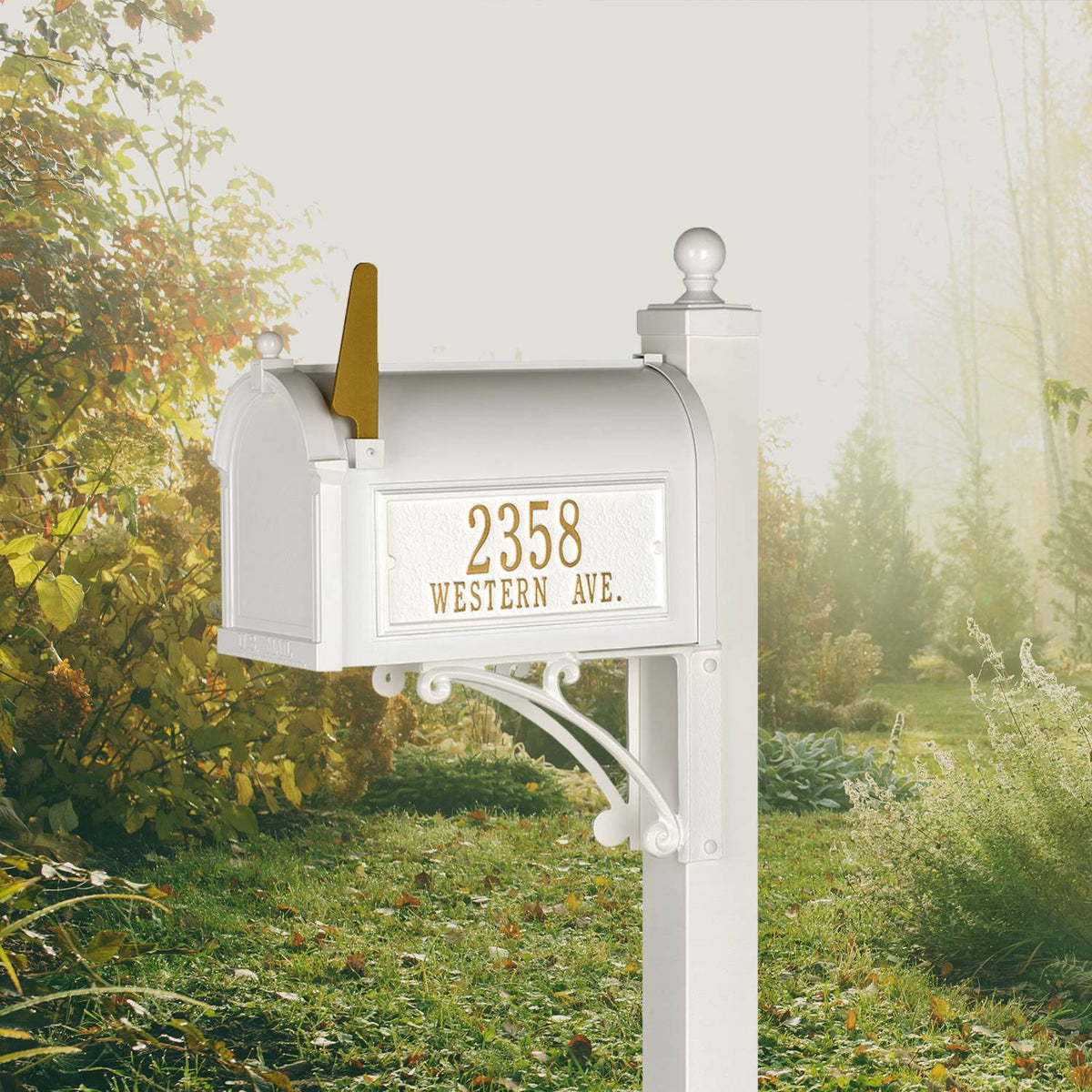 Whitehall Custom Capitol Mailbox - White/Gold