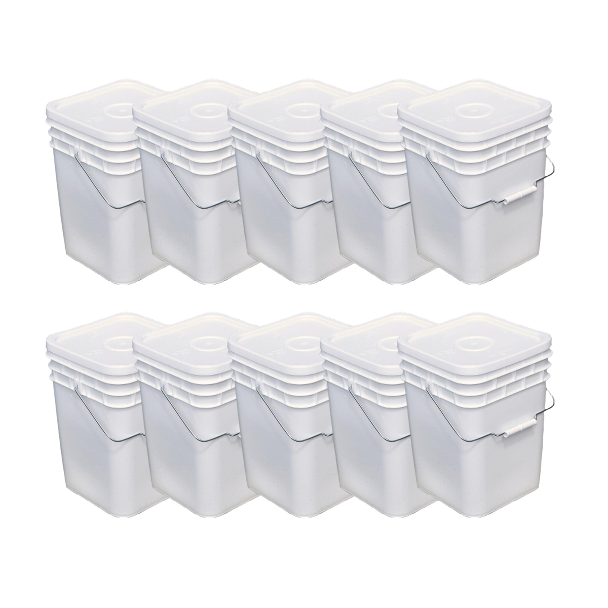4-Gallon Plastic Buckets with Lids - 10 Pack