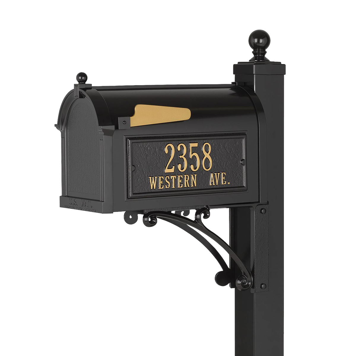 Whitehall Custom Capitol Mailbox - Black/Gold