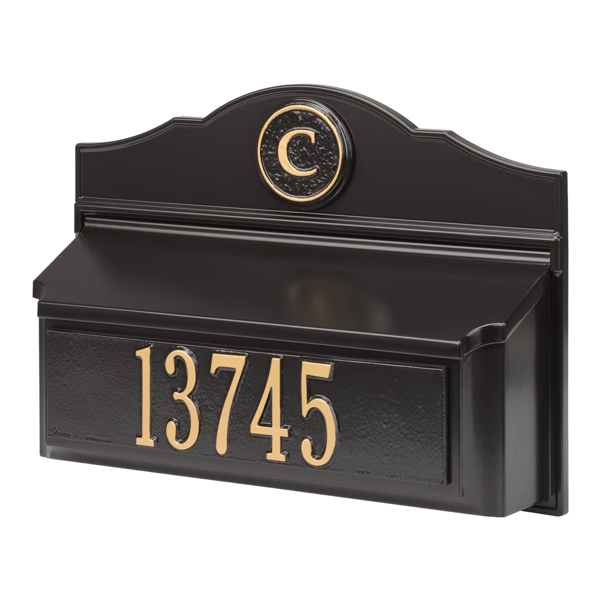 Whitehall Custom Wall Mount Mailbox - Black/Gold