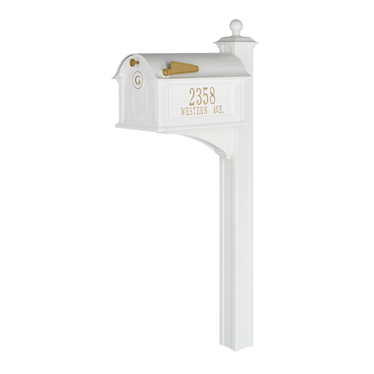 Whitehall Monogram Balmoral Mailbox - White/Gold