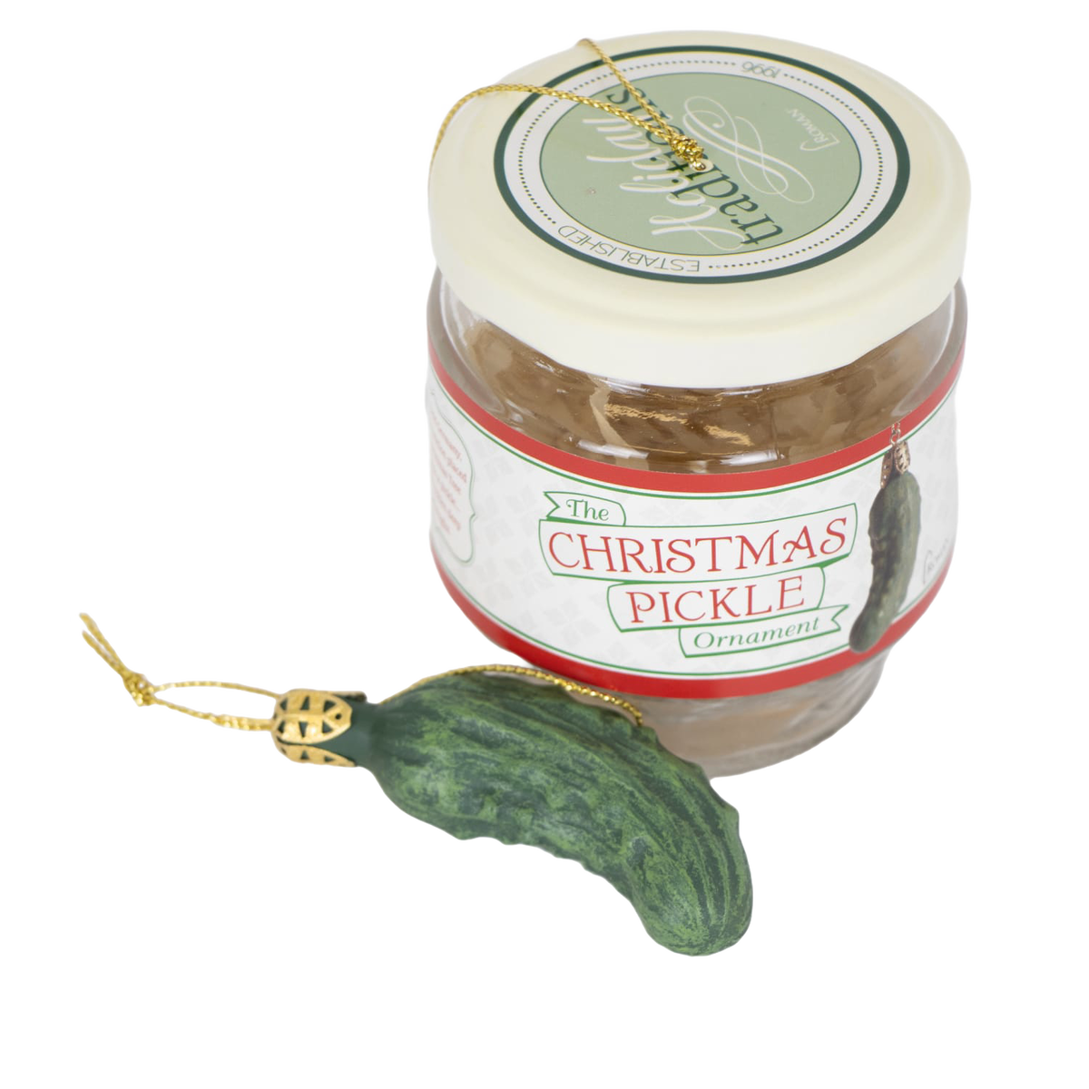 Christmas Pickle in Glass Jar Ornament Set