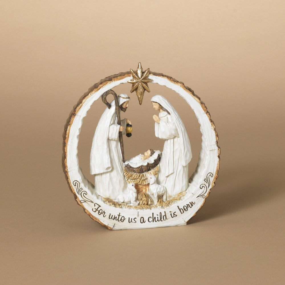 Resin Bark Slice Nativity Scene - 6.89"