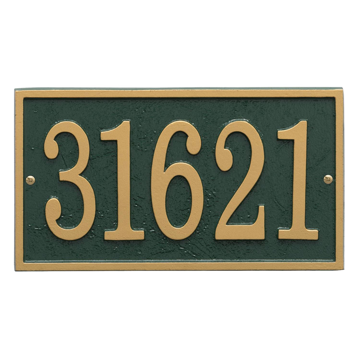 Whitehall Custom Address Plaque - Green/Gold Rectangle