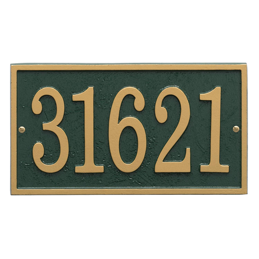 Whitehall Custom Address Plaque - Green/Gold Rectangle