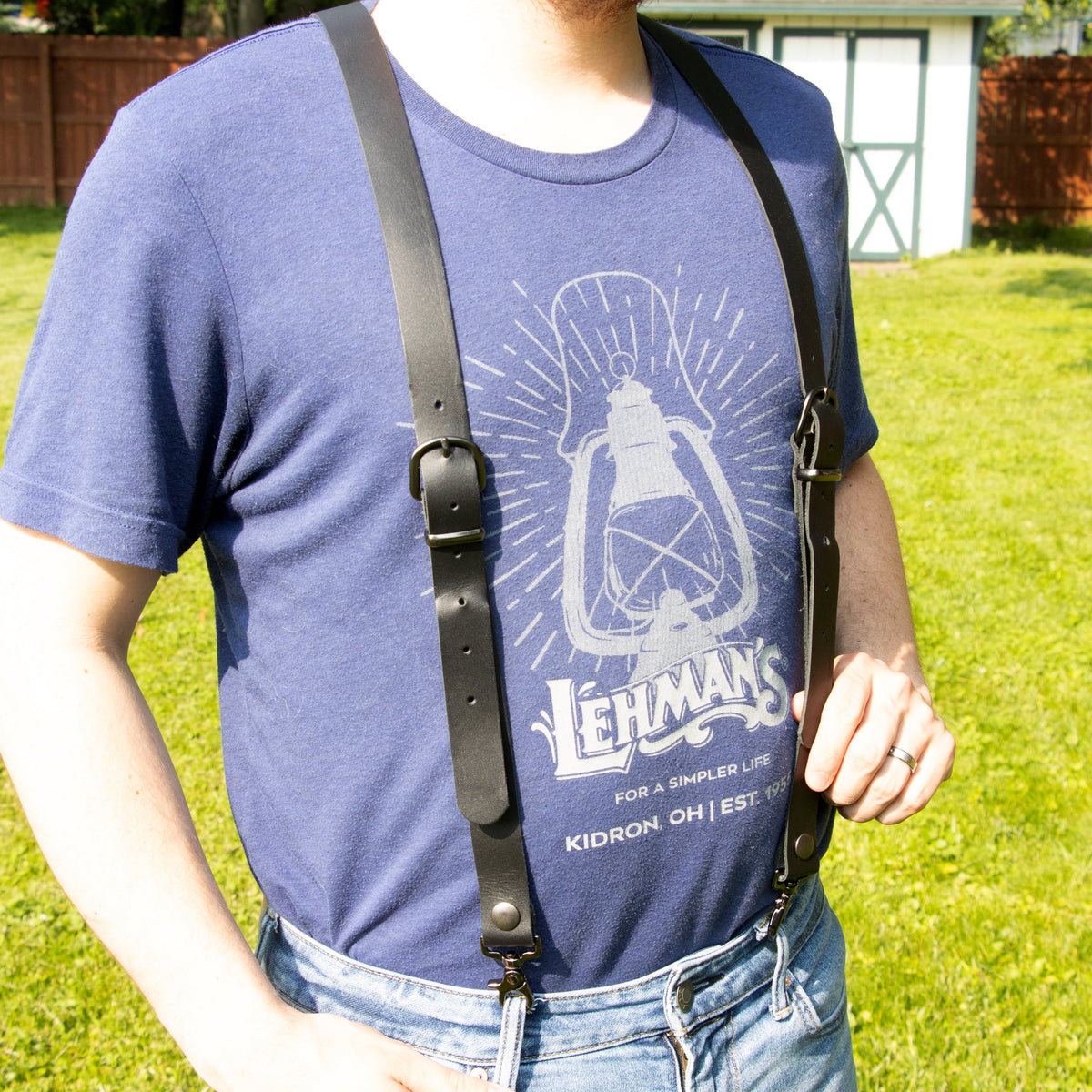 Amish-Made Leather Suspenders with Trigger Snaps