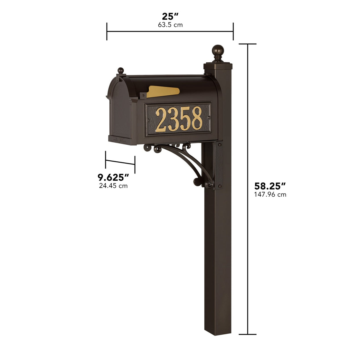 Whitehall Custom Capitol Mailbox - Bronze/Gold