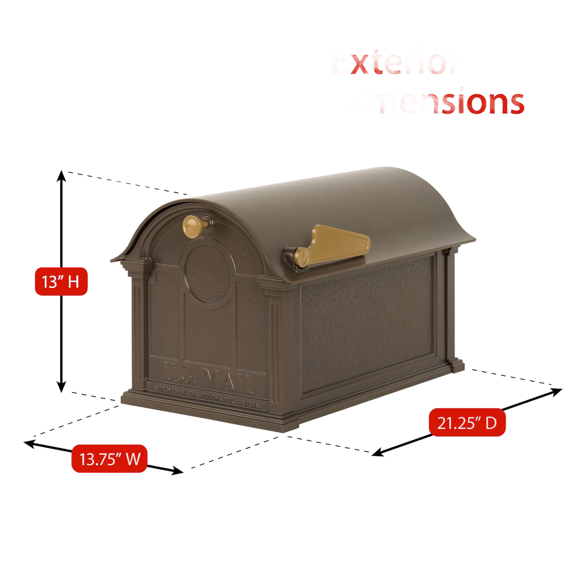 Whitehall Custom Balmoral Mailbox - Bronze/Gold
