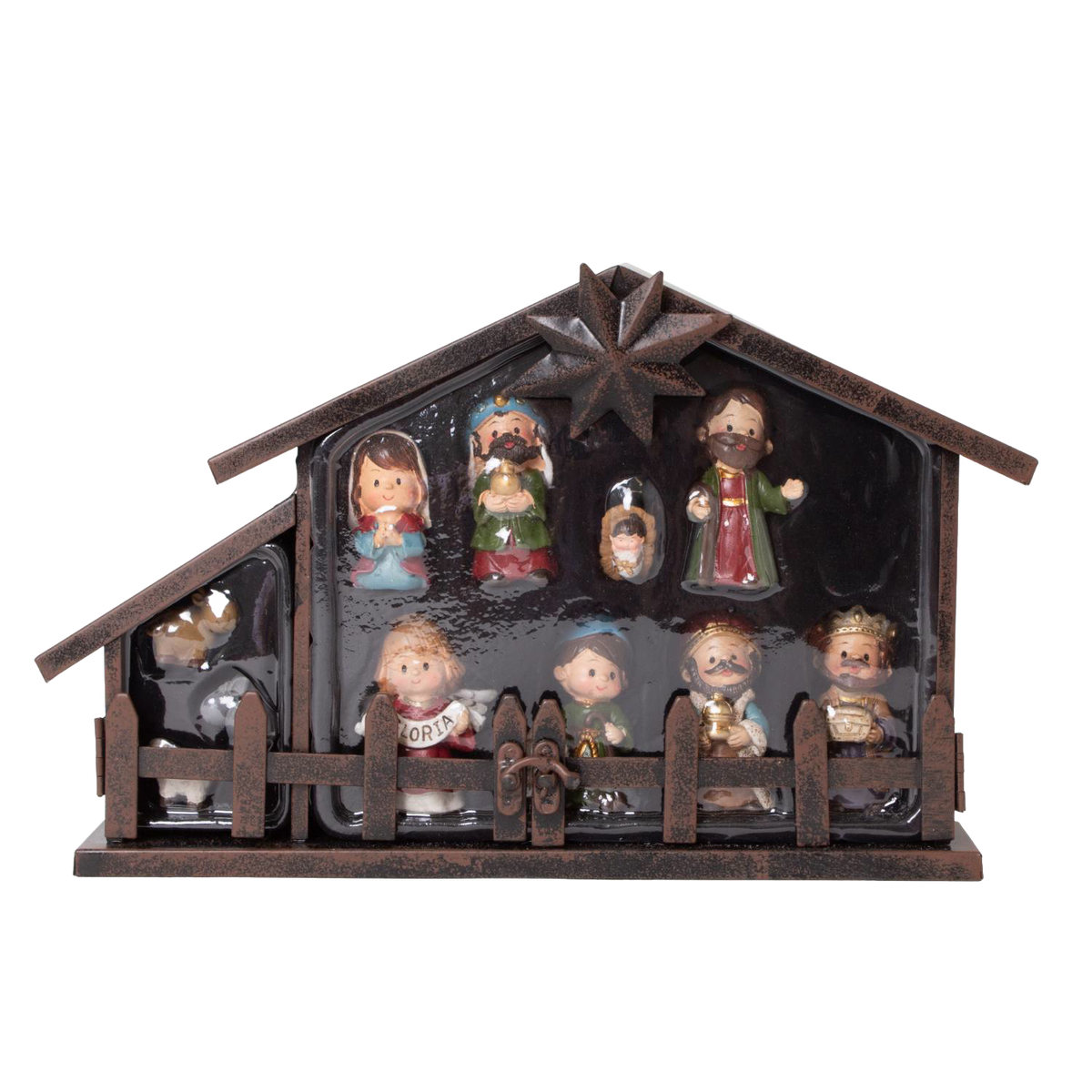 Nativity Set with Metal Creche - 11 pcs
