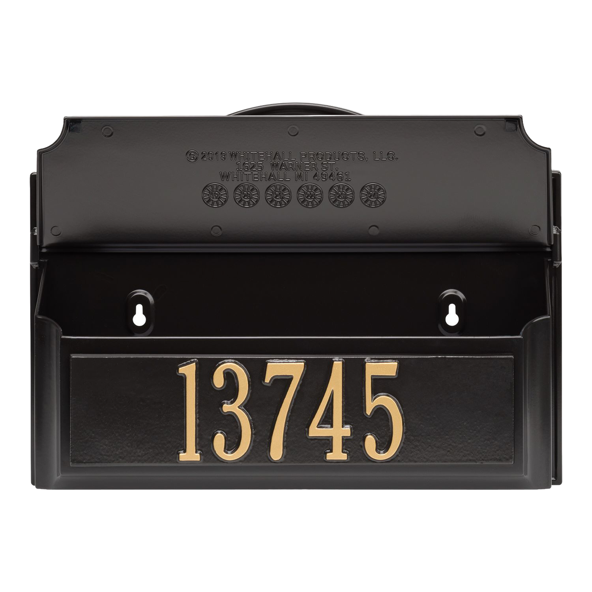 Whitehall Custom Wall Mount Mailbox - Black/Gold