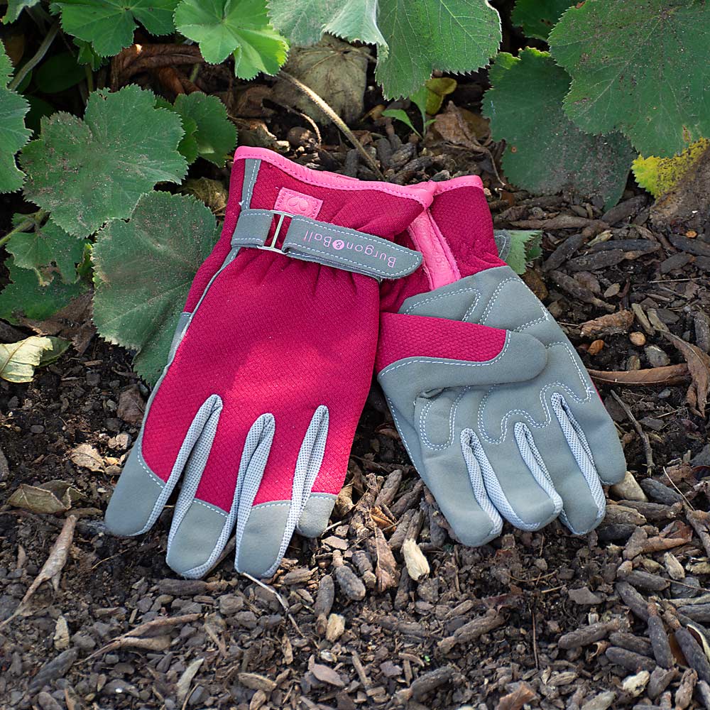 Women's Deluxe Garden Gloves, Sangria, Medium/Large