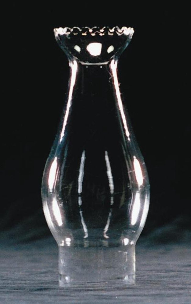 Clear Oil Lamp Crimp-Top Chimney - 2" base