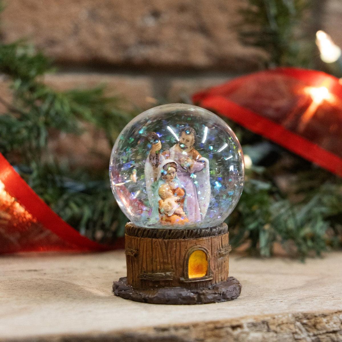 Holy Family Mini Glitter Snow Globe - 2.5"