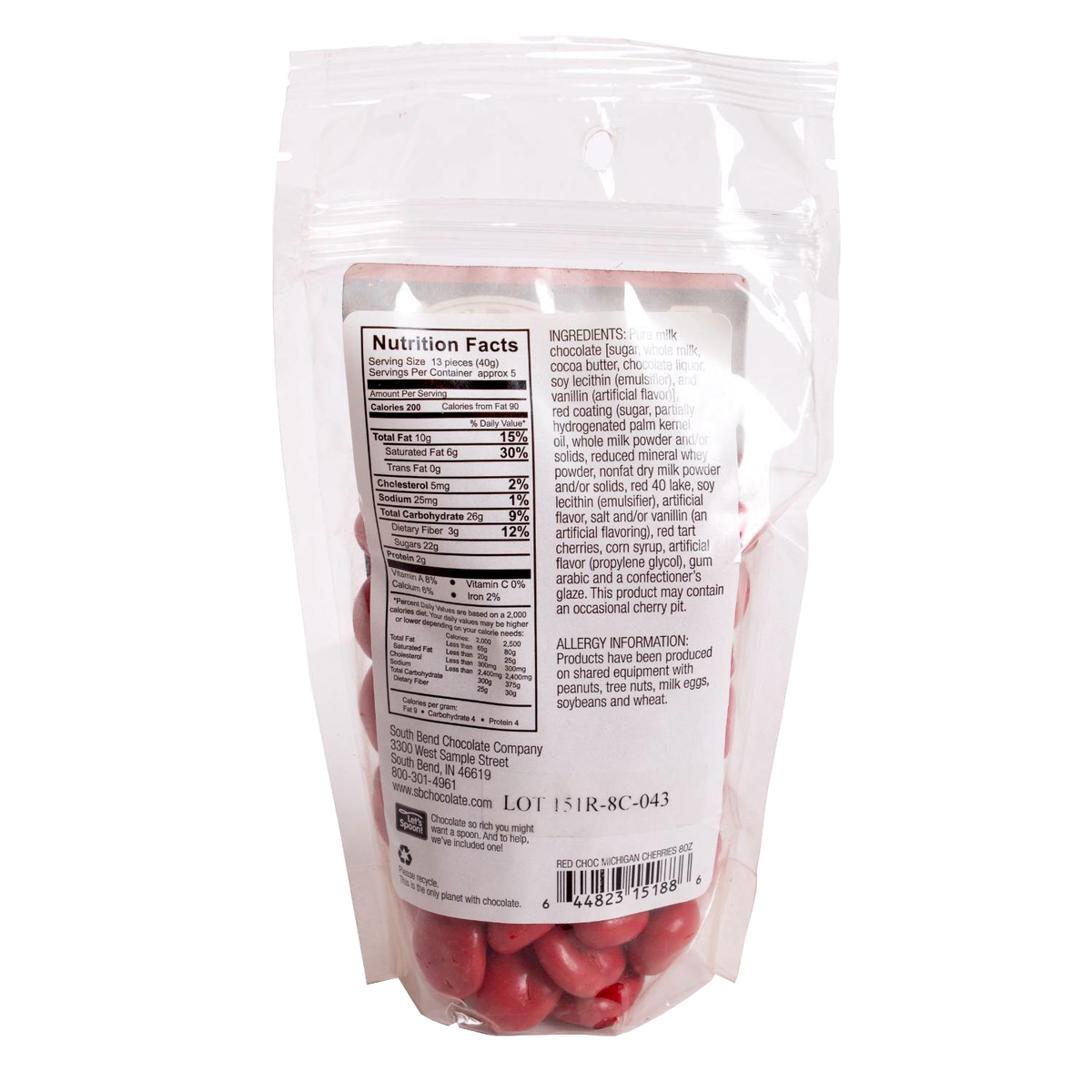 Lehman's Red Chocolate Covered Cherries - 8 oz