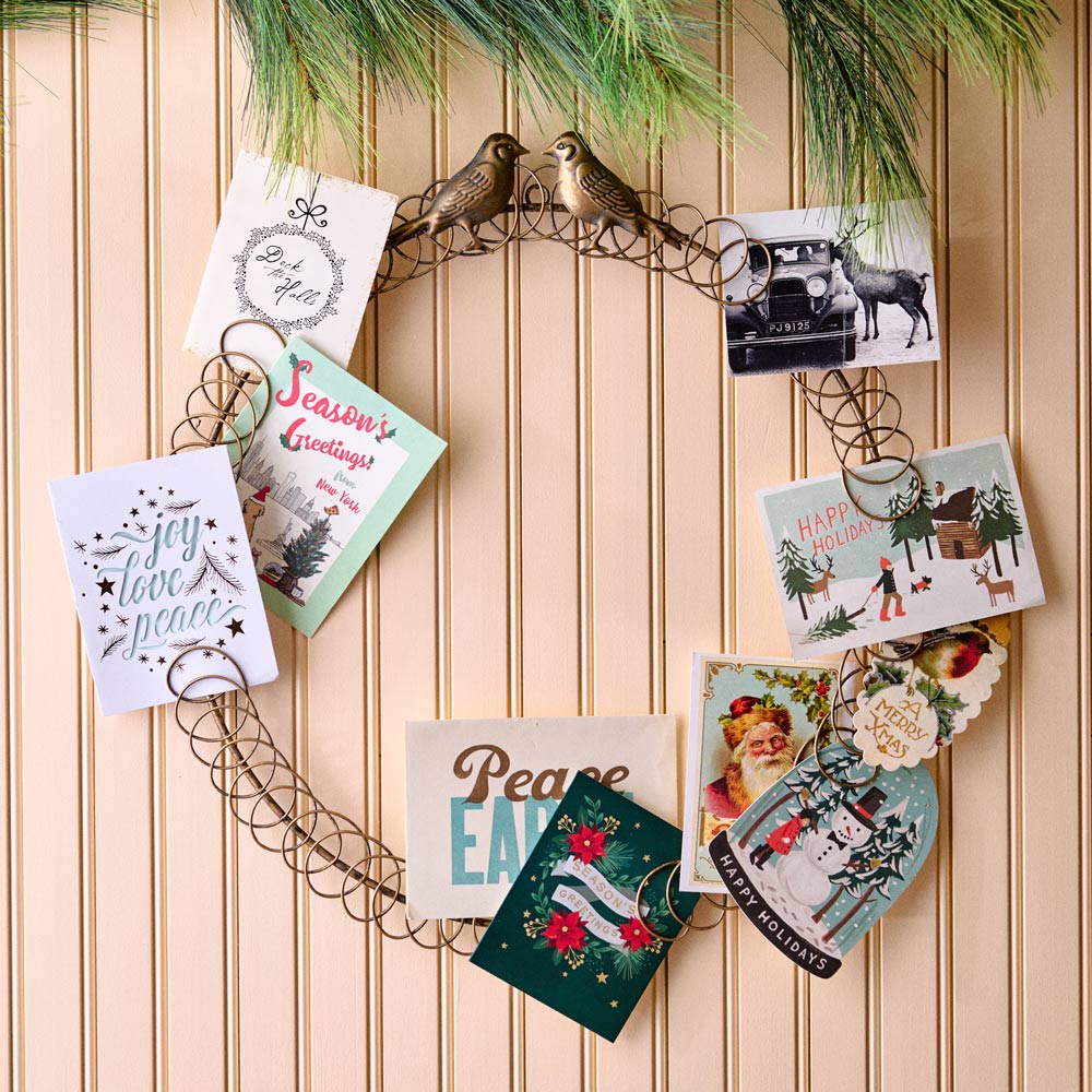 Golden Wreath Christmas Card Holder