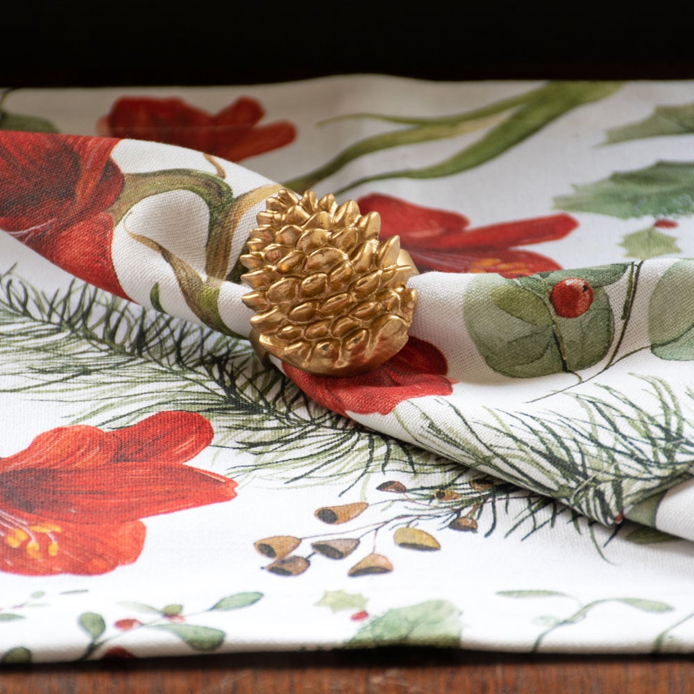 Golden Pine Cone Napkin Rings, Set of 4