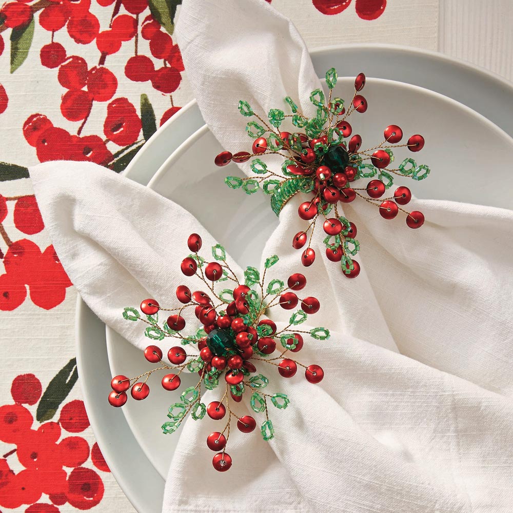 Holiday Berries Napkin Rings, Set of 4