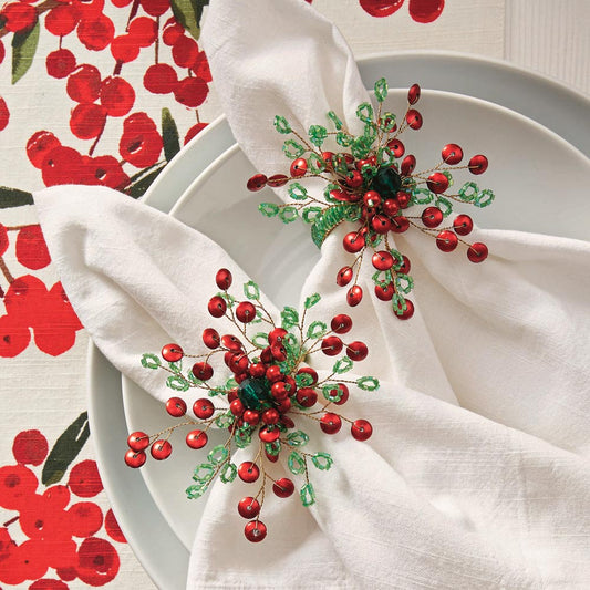 Holiday Berries Napkin Rings, Set of 4