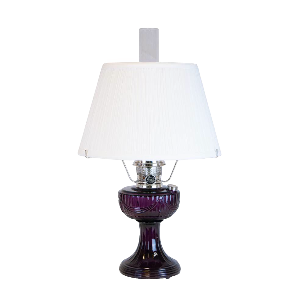 Aladdin Amethyst Lincoln Drape Lamp with White Pleated Shade
