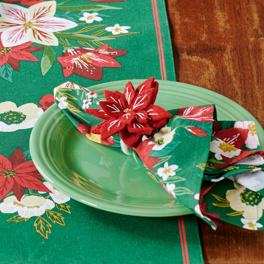 Amaryllis Napkins in Green, Set of 4