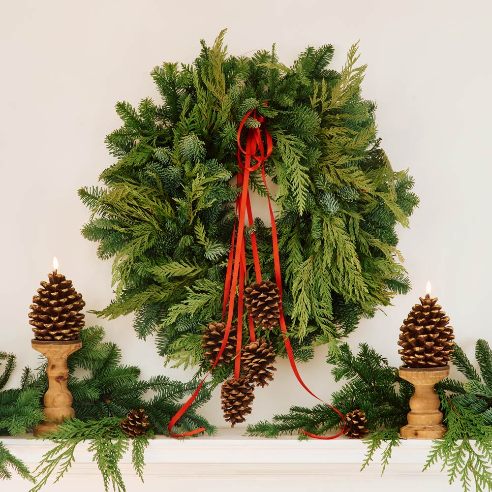 Hanging Pine Cones Wreath