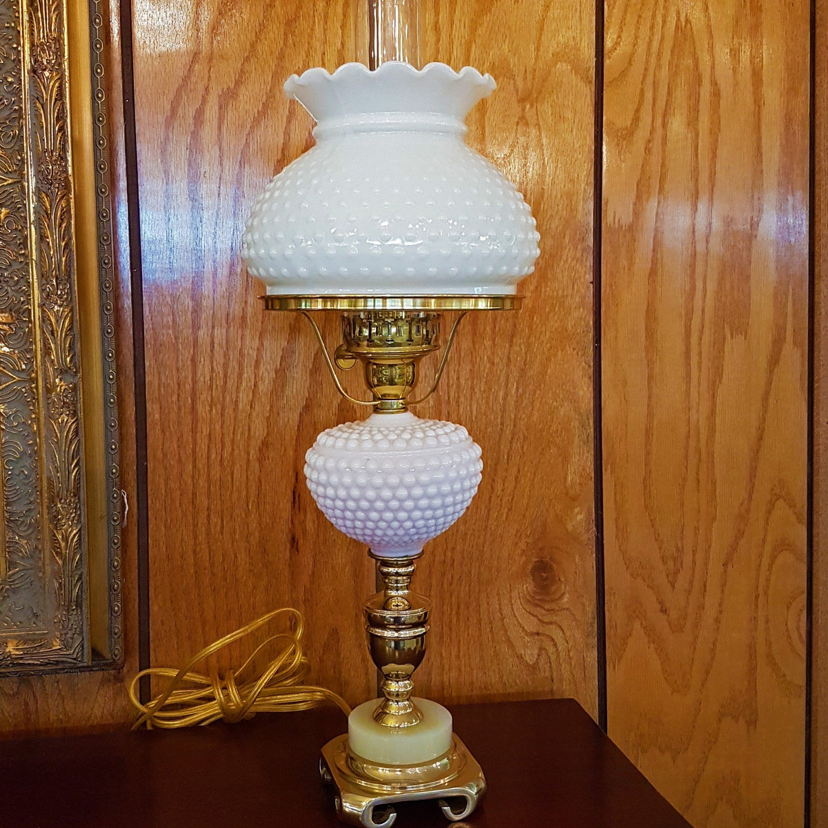 Opal Hobnail Glass Oil Lamp Shade