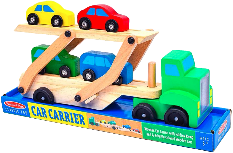 Melissa & Doug Car Carrier Truck Wooden Toy Set