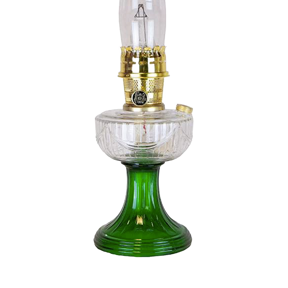 Aladdin Clear-Over Emerald Lincoln Drape Oil Lamp