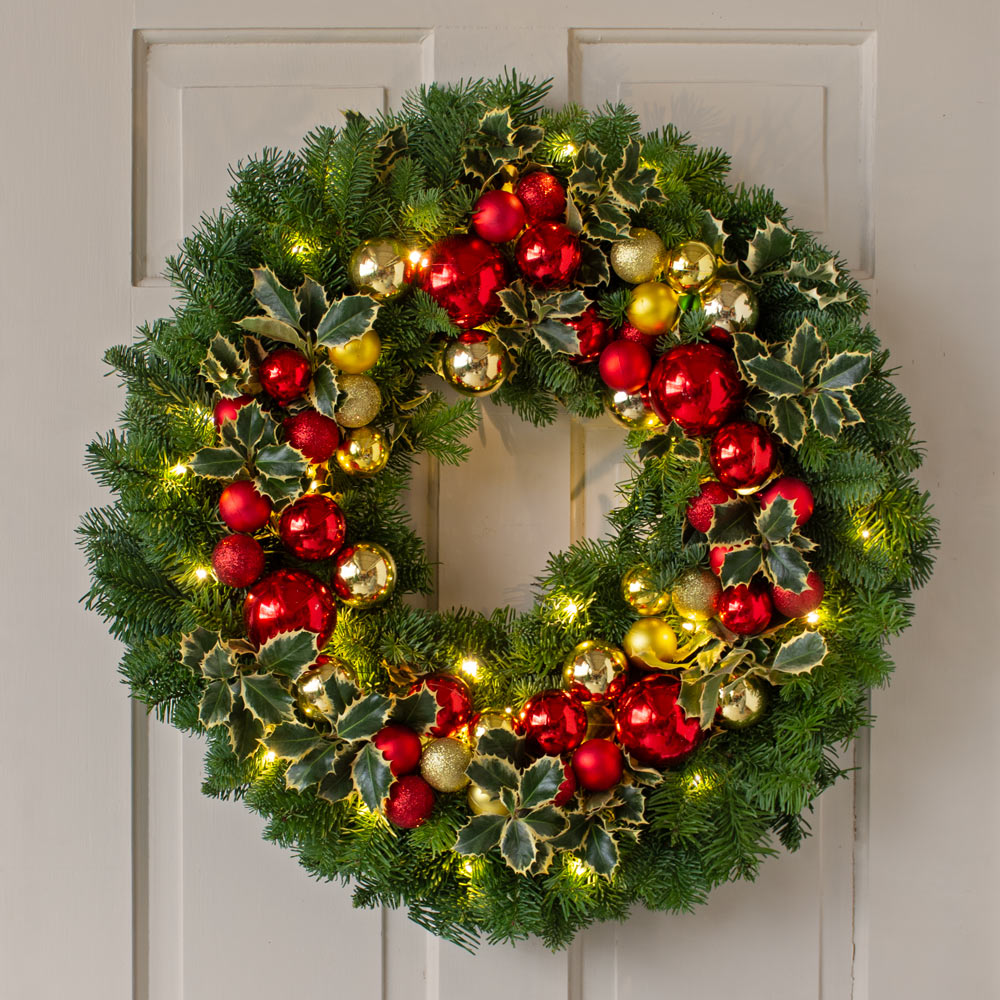 Pre-Lit Christmas Ball Wreath