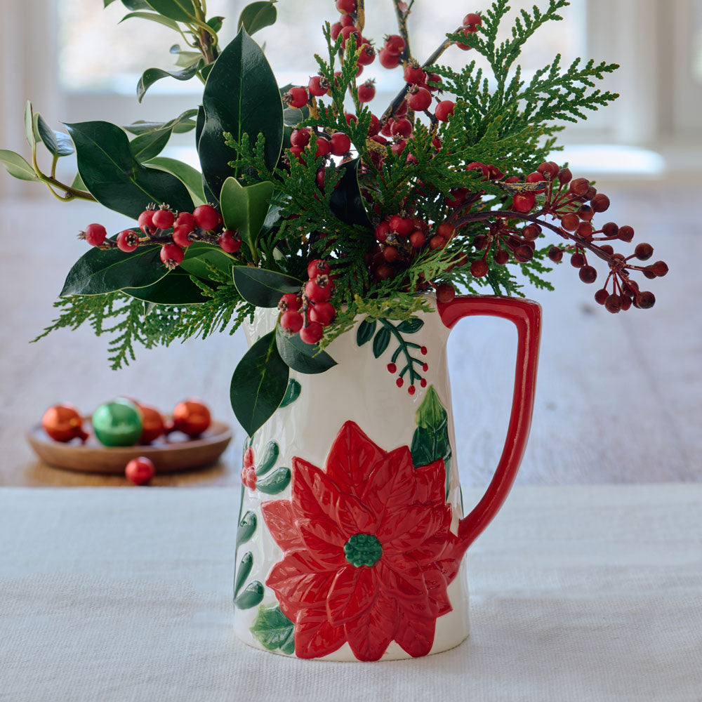 Poinsettia & Berry Pitcher