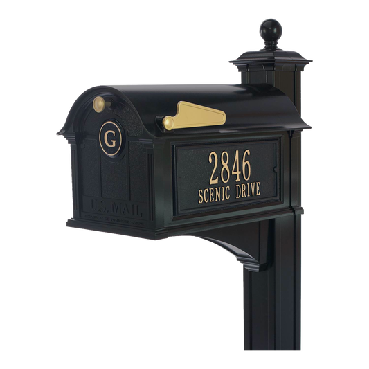 Whitehall Monogram Balmoral Mailbox - Black/Gold