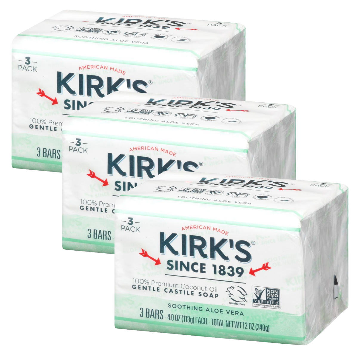 Kirk's Aloe Vera Castile Soap - Pack of 3